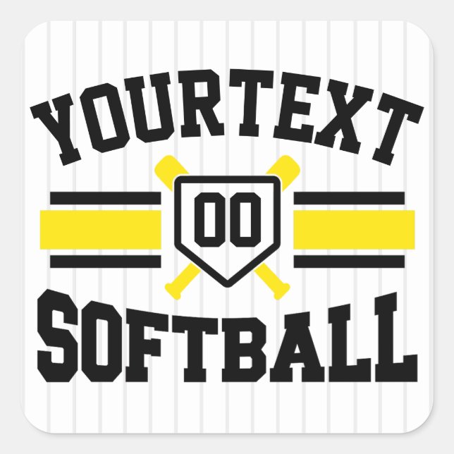 Personalised ADD NAME Softball Player Varsity Team Square Sticker (Front)