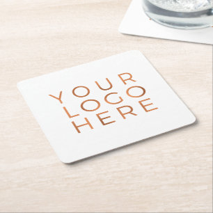 Personalised Add Your Custom Business Logo Square Paper Coaster