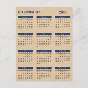 Personalised add your custom text 2026 Calendar Holiday Postcard
