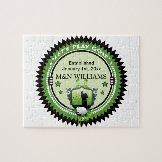 Personalised Add Your Name Play Golf Logo Jigsaw Puzzle (Horizontal)