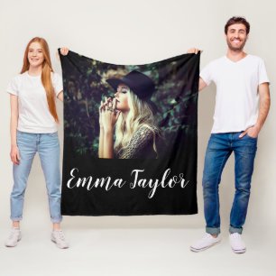 Personalised Add Your Own Photo Typography Name  Fleece Blanket