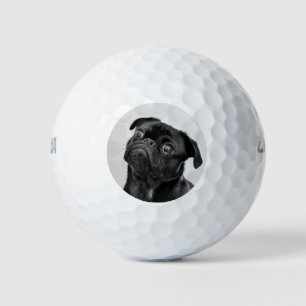 Personalised Add Your Photo Pug Dog Black White Golf Balls