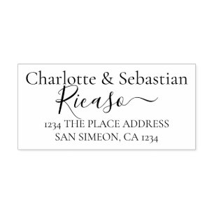 Personalised Address Elegant Scroll Text Rubber Stamp