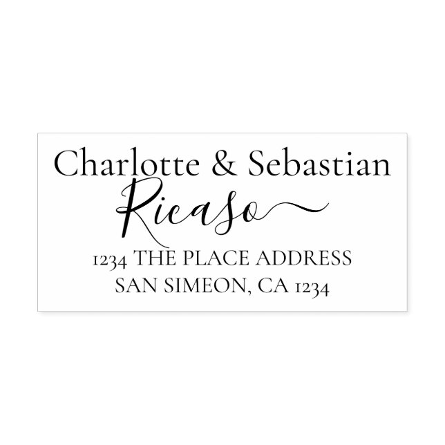 Personalised Address Elegant Scroll Text Rubber Stamp (Imprint)