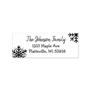 Personalised Address Winter Snowflake Rubber Stamp