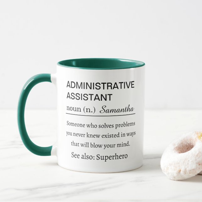 Personalised Administrative Assistant Definition Mug (With Donut)