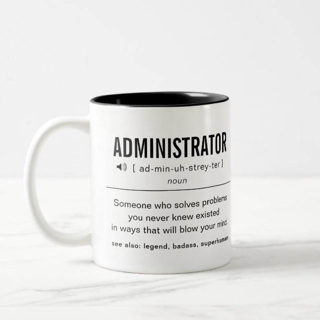 Personalised Administrator Funny Two-Tone Coffee Mug (Left)