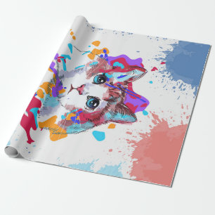 Personalised Adorable Cat   Colourful Cat Gifts Wrapping Paper
