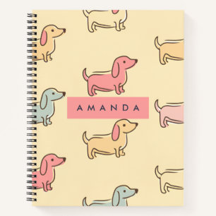 Personalised Adorable Dachshund Dog Pattern Notebook