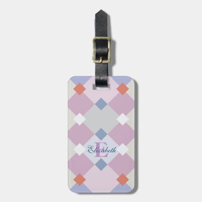 Personalised Adorable Geometric Diamond Shape Luggage Tag (Front Vertical)