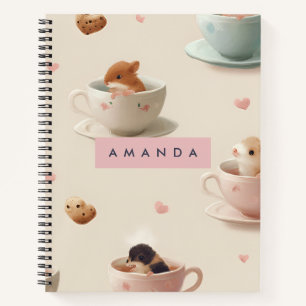 Personalised Adorable Hamster in Teacup Pattern Notebook