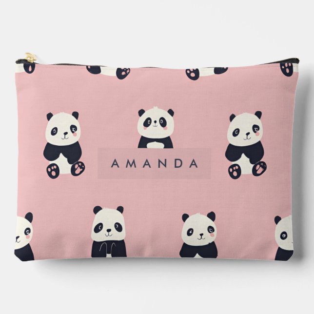 Personalised Adorable Panda Pattern Accessory Pouch (Front)