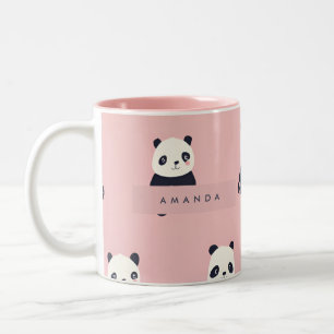 Personalised Adorable Panda Pattern Two-Tone Coffee Mug