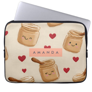 Personalised Adorable Peanut Butter Jar Pattern  Laptop Sleeve