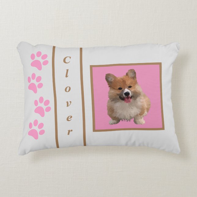 Personalised Adorable Welsh Corgi Accent Pillow (Front)