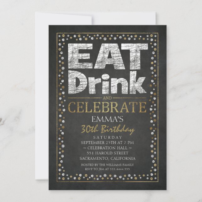 Personalised Adult 30th Birthday Party Invitations (Front)