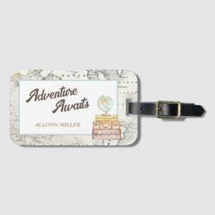 Personalised Adventure Awaits Luggage Tag