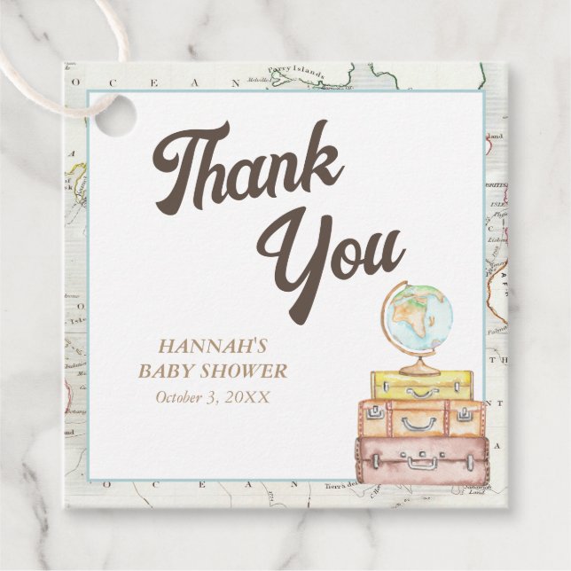 Personalised Adventure Baby Shower Favour Tags  (Front)