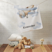 Personalised Aeroplane Baby Blanket
