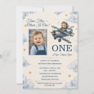 Personalised Aeroplane First Birthday Invitation |