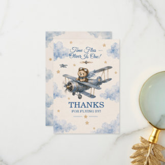 Personalised Aeroplane First Birthday Thank You Ca Card