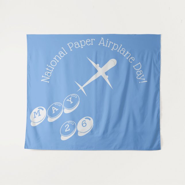 Personalised Aeroplane on Blue Backdrop Tapestry (Front (Horizontal))
