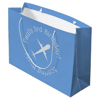 Personalised Aeroplane on Blue, Soaring High Large Gift Bag