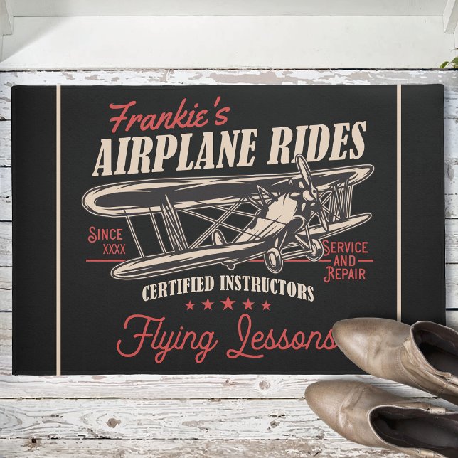 Personalised Aeroplane Rides Retro Flying Lessons  Doormat (Creator Uploaded)