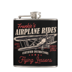 Personalised Aeroplane Rides Retro Flying Lessons Hip Flask