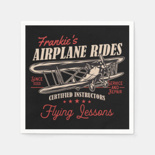 Personalised Aeroplane Rides Retro Flying Lessons  Napkin