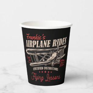 Personalised Aeroplane Rides Retro Flying Lessons Paper Cups