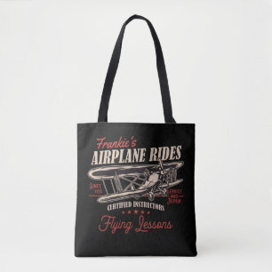 Personalised Aeroplane Rides Retro Flying Lessons Tote Bag