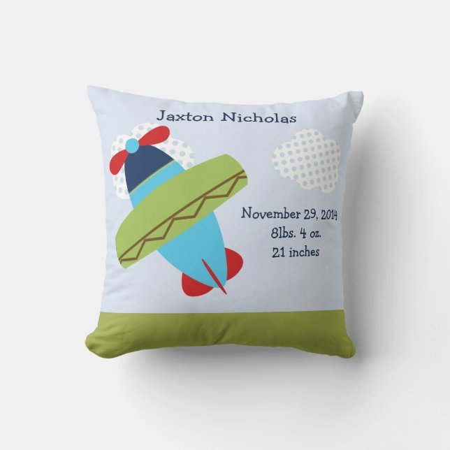 Personalised Aeroplane Take Flight Keepsake Cushion (Front)