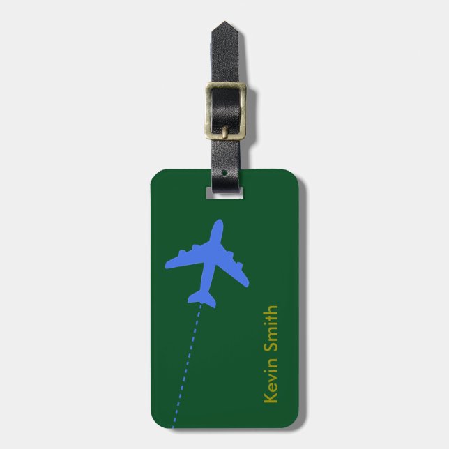 personalised aeroplane travel luggage tag (Front Vertical)