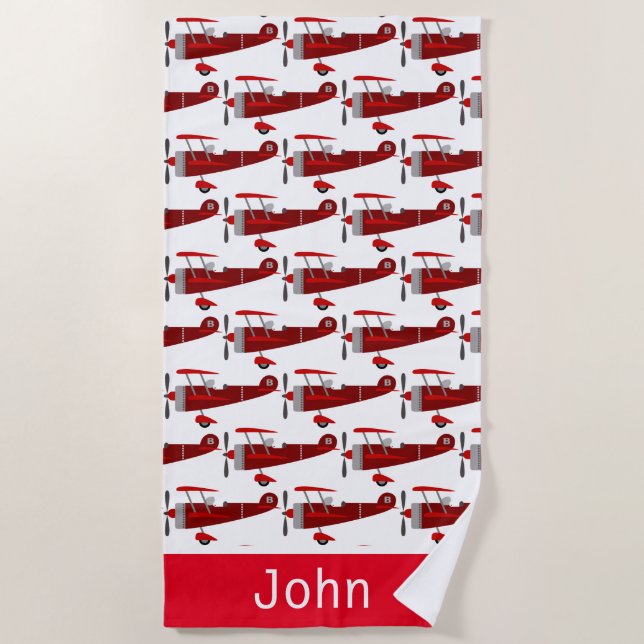 Personalised Aeroplanes Pattern Beach Towel (Front)