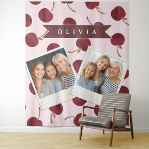 Personalised Aesthetic Cherry Pattern Name Gift Tapestry