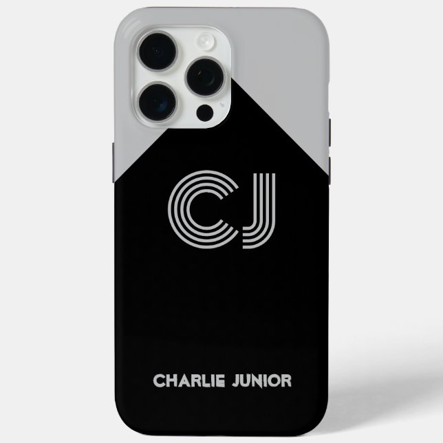 Personalised Aesthetic Monochrome Geometric Name Case-Mate iPhone Case (Back)