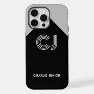 Personalised Aesthetic Monochrome Geometric Name iPhone 15 Pro Max Case