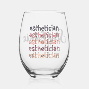 Personalised Aesthetician Cosmetologist Beautician Stemless Wine Glass