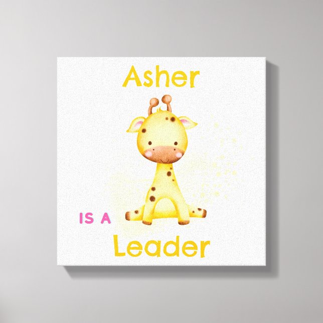Personalised Affirmation Nursery Deco | Giraffe Canvas Print (Front)