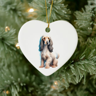 Personalised Afghan Hound Puppy Dog Ceramic Tree Decoration