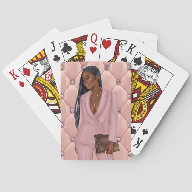Personalised African-American CEO Boss Woman Playing Cards (Back)
