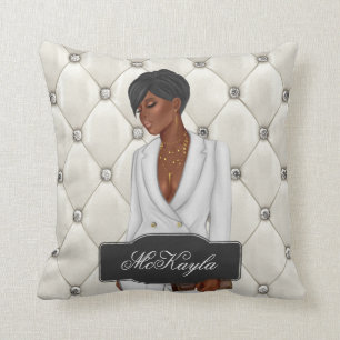 Personalised African-American CEO Boss Woman Throw Cushion