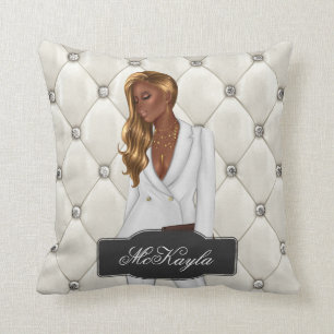 Personalised African-American CEO Boss Woman Throw Cushion