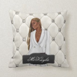 Personalised African-American CEO Boss Woman Throw Cushion