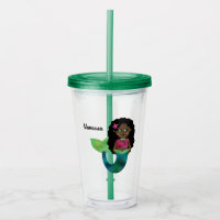 Personalised African American Mermaid Faux Foil