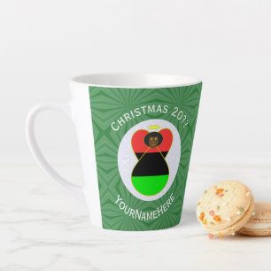 Personalised African Diaspora Angel Christmas Flag Latte Mug
