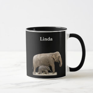 Personalised African Elephant On Black Mug