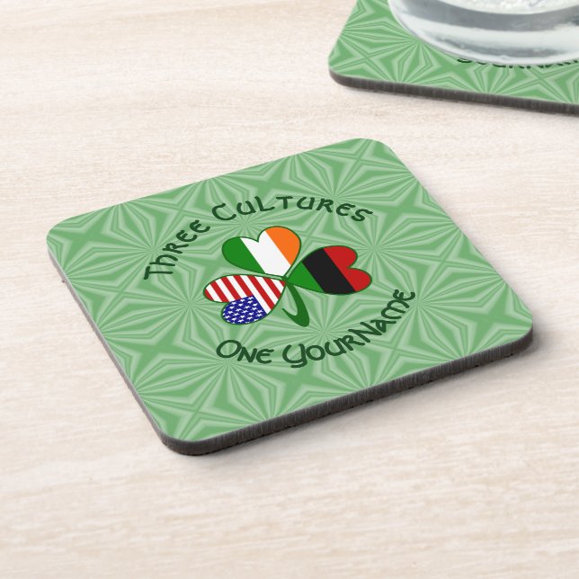 Personalised African Irish American Shamrock  Coaster (Left Side)
