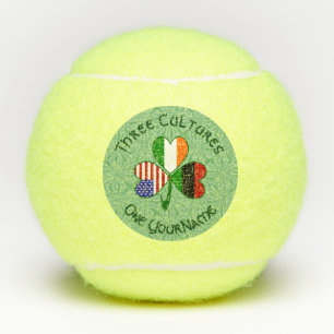 Personalised African Irish American Shamrock  Tennis Balls